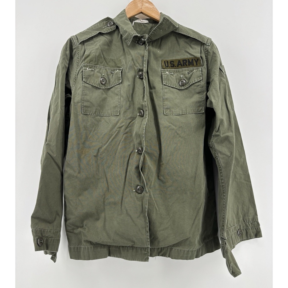 US Army Woman Fatigue Shirt Vietnam OG-107 Cotton Poplin Utility Coat Green 12R